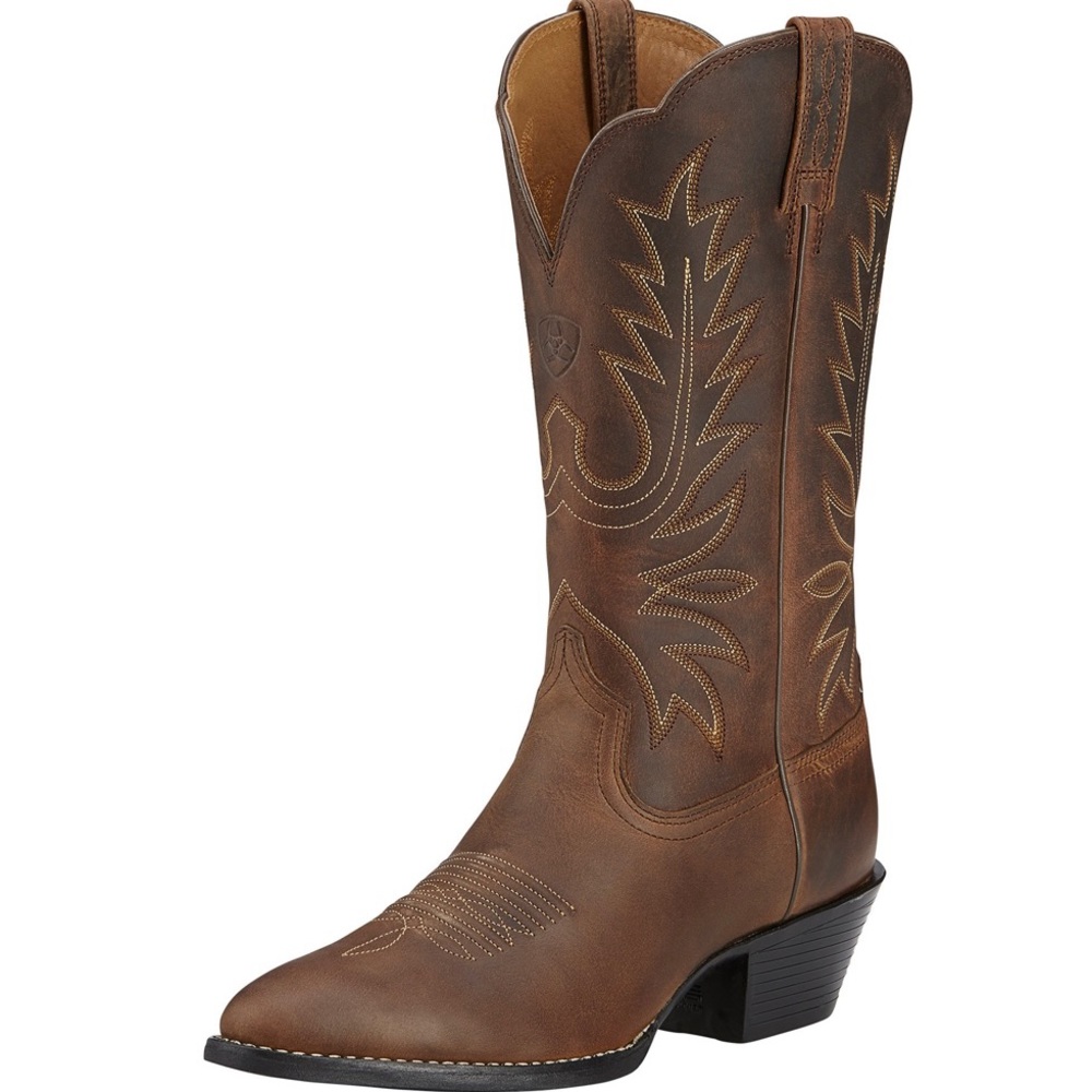 Ariat Heritage R Toe Western Boots in Distressed Brown